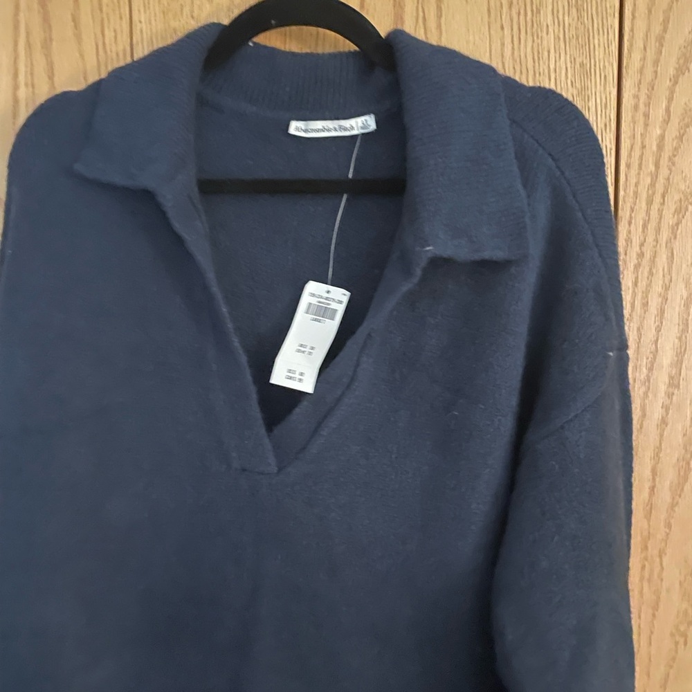 Abercrombie & Fitch Deep Blue V-Neck Sweater